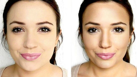 Avant et après le contour du visage