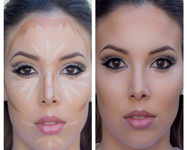 Avant et après le contour du visage