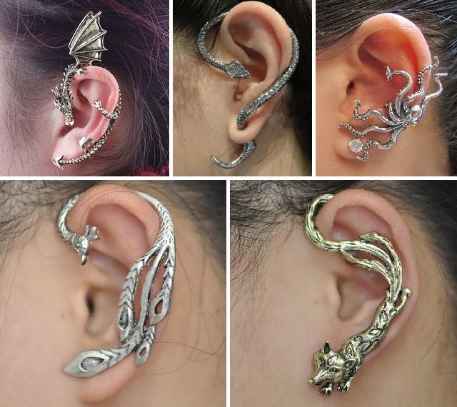 Manchettes d'oreille: boucles d'oreilles en or, argent, fil. Qu'y a-t-il, comment porter des bijoux, comment faire des poignets de vos propres mains. Cours de maître. Une photo