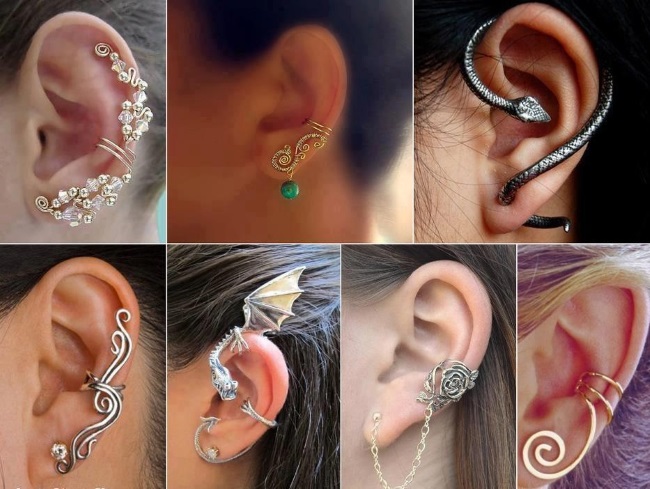 Manchettes d'oreille: boucles d'oreilles en or, argent, fil. Que sont-ils, comment porter des bijoux, comment faire des poignets de vos propres mains. Cours de maître. Une photo