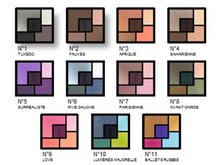 Fard à paupières Yves Saint Laurent (Yves Saint Laurent): 5 couleurs, liquide, mono, odnushki, mat. Palette de couleurs, avis