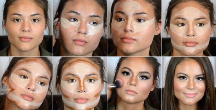 Modelage du visage étape par étape avec des correcteurs secs, des ombres. Comment faire du maquillage correctement, instructions de diagramme, photo et vidéo