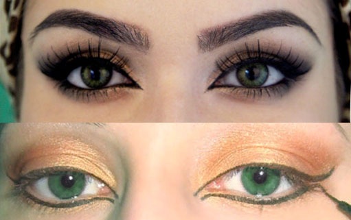 Beau maquillage pour les yeux verts. Soirée photo, Smokey Ice, tous les jours