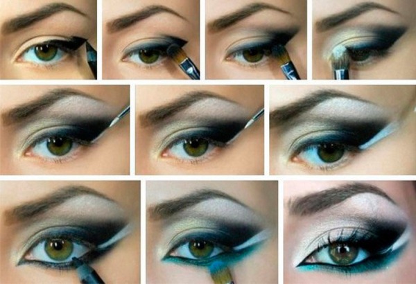 Maquillage avec des cils étendus pour les yeux bruns, verts, bleus, gris. Comment faire étape par étape avec une photo