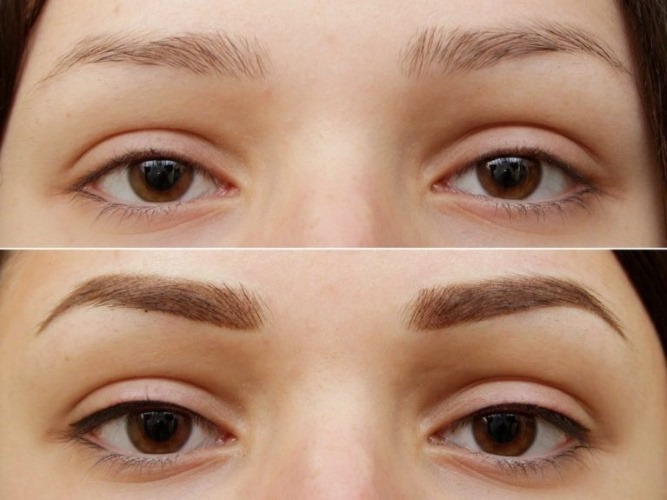 Tatouage des sourcils avec effet poudré. Photos avant et après, combien de temps ça dure, guérit, comment ça se fait