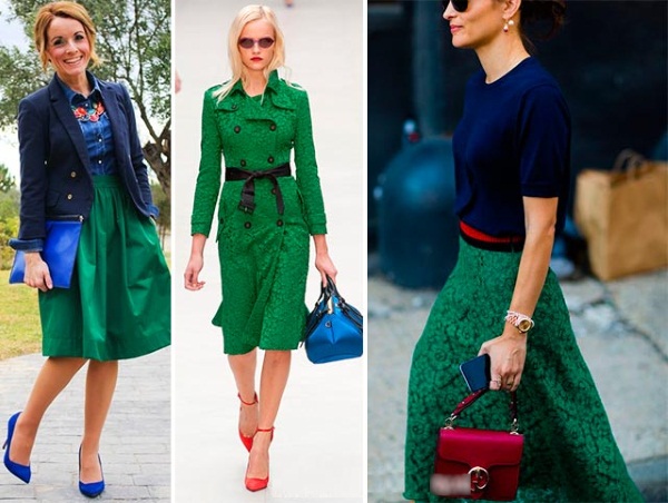 Combiner le vert avec d'autres couleurs dans les vêtements. Nuances, couleurs, photo