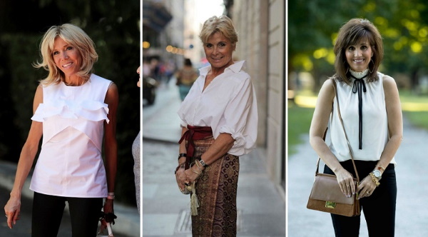 Blouses élégantes pour les femmes élégantes de 50 à 60 ans. Une photo