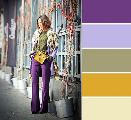 Quelle couleur est le lilas combinée avec des vêtements pour femmes. Une photo