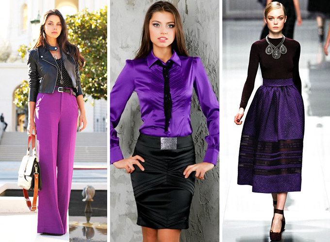 Quelle couleur est le lilas combinée avec des vêtements pour femmes. Une photo