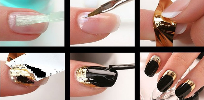 Comment coller une feuille sur des ongles avec / sans colle sur du vernis gel. Instruction, photo
